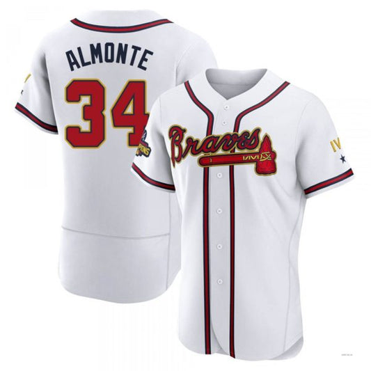 Atlanta Braves #34 AbCROVYIE2025m Almonte Gold White 2022 Program Jersey Stitches Baseball Jerseys