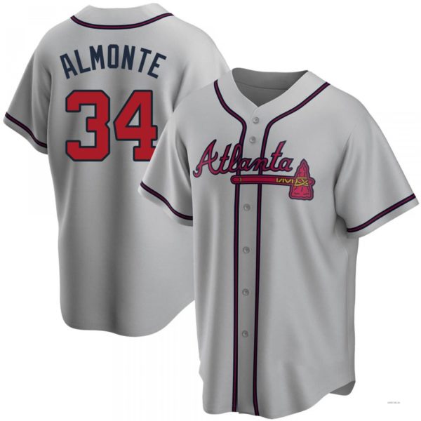 Atlanta Braves #34 AbCROVYIE2025m Almonte Gray Road Jersey Stitches Baseball Jerseys