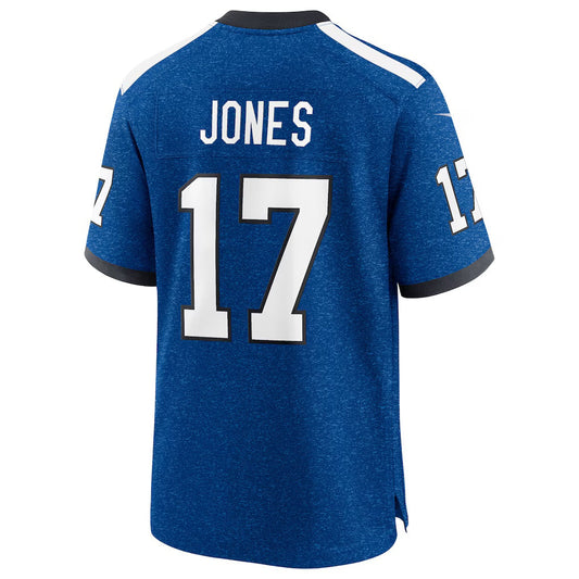 IN.Colts #17 Daniel Jones Heather Royal Alternate 2 Indiana Nights Game Stitched American Football Jerseys