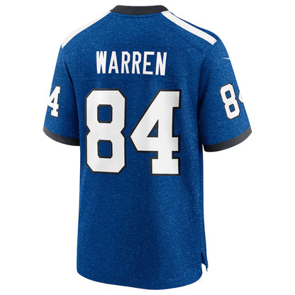 IN.Colts #84 Tyler Warren Heather Royal Alternate 2 Indiana Nights Game Stitched American Football Jerseys