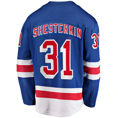 NY.Rangers #31 Igor Shesterkin Fanatics Branded Home Breakaway Player Jersey Blue Stitched American Hockey Jerseys CROVYIE