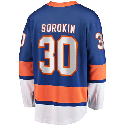 NY.Islanders #30 Ilya Sorokin Fanatics Branded Home Breakaway Player Jersey Royal Stitched American Hockey Jerseys CROVYIE