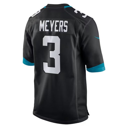 J.Jaguars #3 Jakobi Meyers Black Alternate Game American Football Jersey