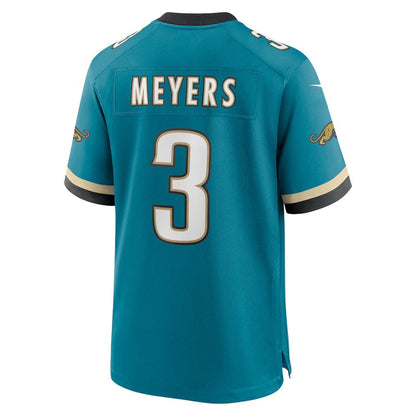 J.Jaguars #3 Jakobi Meyers Teal Alternate 2 Prowler Throwback Game American Football Jersey