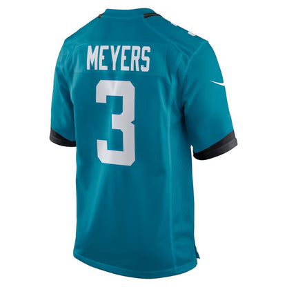 J.Jaguars #3 Jakobi Meyers Teal Team Game American Football Jersey
