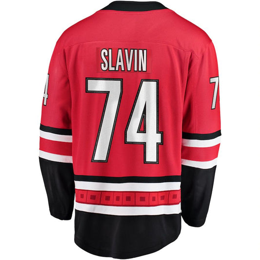 C.Hurricanes #74 Jaccob Slavin Fanatics Branded Breakaway Player Jersey Red Stitched American Hockey Jerseys CROVYIE