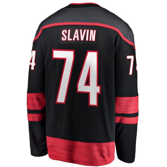 C.Hurricanes #74 Jaccob Slavin Fanatics Branded Home Breakaway Player Jersey Black Stitched American Hockey Jerseys CROVYIE