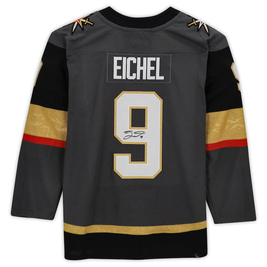 V.Golden Knights #9 Jack Eichel Fanatics Authentic Autographed Gray Stitched American Hockey Jerseys CROVYIE