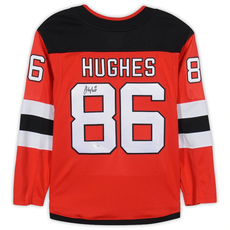 NJ.Devils #86 Jack Hughes Fanatics Authentic Autographed Breakaway Jersey Red Stitched American Hockey Jerseys CROVYIE