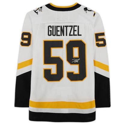 P.Penguins #59 Jake Guentzel Fanatics Authentic Autographed 2020 Reverse Retro  White Stitched American Hockey Jerseys CROVYIE