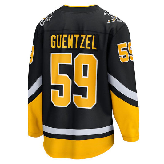 P.Penguins #59 Jake Guentzel Fanatics Branded 2021-22 Alternate Premier Breakaway Player Jersey Black Stitched American Hockey Jerseys CROVYIE