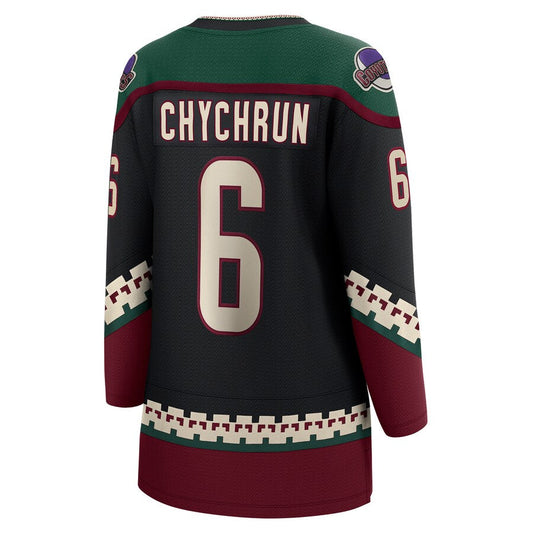 A.Coyotes #6 Jakob Chychrun Fanatics Branded Home Breakaway Player Jersey Black Stitched American Hockey Jerseys CROVYIE