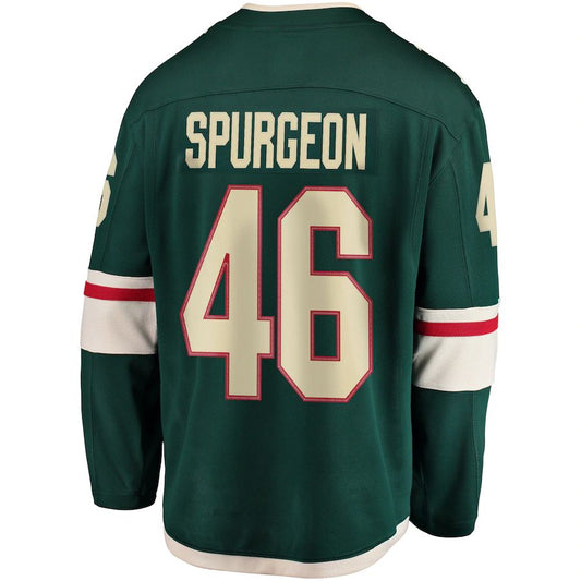 M.Wild #46 Jared Spurgeon Fanatics Branded Youth Breakaway Player Jersey Green Stitched American Hockey Jerseys CROVYIE