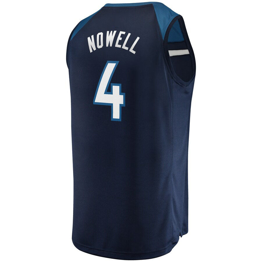 M.Timberwolves #4 Jaylen Nowell Fanatics Branded  Fast Break Replica Jersey Icon Edition Navy Stitched American Basketball Jersey