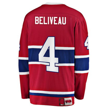 M.Canadiens #4 Jean Beliveau Fanatics Branded Premier Breakaway Retired Player Jersey Red Stitched American Hockey Jerseys CROVYIE