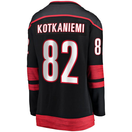C.Hurricanes #82 Jesperi Kotkaniemi Fanatics Branded Home Breakaway Player Jersey Black Stitched American Hockey Jerseys CROVYIE