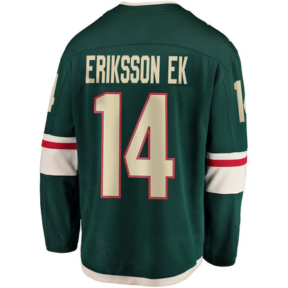 M.Wild #14 Joel Eriksson Ek Fanatics Branded Breakaway Jersey Green Stitched American Hockey Jerseys CROVYIE