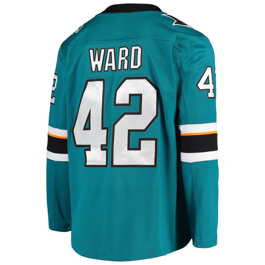 SJ.Sharks #42 Joel Ward Fanatics Branded Breakaway Home Player Jersey Teal Stitched American Hockey Jerseys CROVYIE