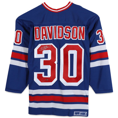 NY.Rangers #30 John Davidson Fanatics Authentic Autographed Blue Jersey Blue Stitched American Hockey Jerseys CROVYIE