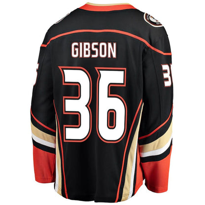 A.Ducks #36 John Gibson Fanatics Branded Breakaway Player Jersey Black Stitched American Hockey Jerseys CROVYIE