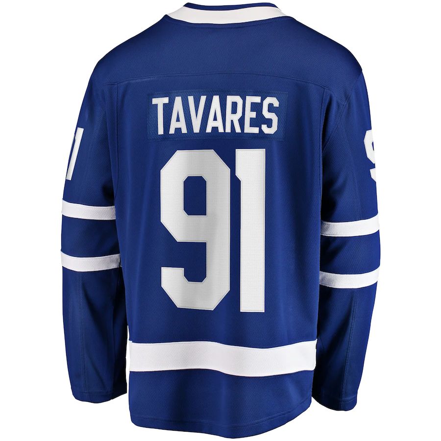 T.Maple Leafs #91 John Tavares Fanatics Branded Home Captain Premier Breakaway Player Jersey Blue Stitched American Hockey Jerseys CROVYIE