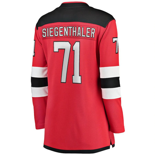 NJ.Devils #71 Jonas Siegenthaler Fanatics Branded Home Breakaway Player Jersey Red Stitched American Hockey Jerseys CROVYIE