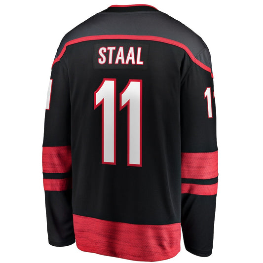 C.Hurricanes #11 Jordan Staal Fanatics Branded Home Captain Patch Breakaway Player Jersey Black Stitched American Hockey Jerseys CROVYIE
