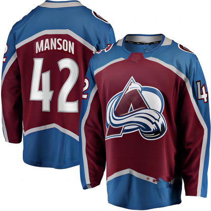 C.Avalanche #42 Josh Manson Fanatics Branded Home Breakaway Player Jersey  Burgundy Stitched American Hockey Jerseys CROVYIE