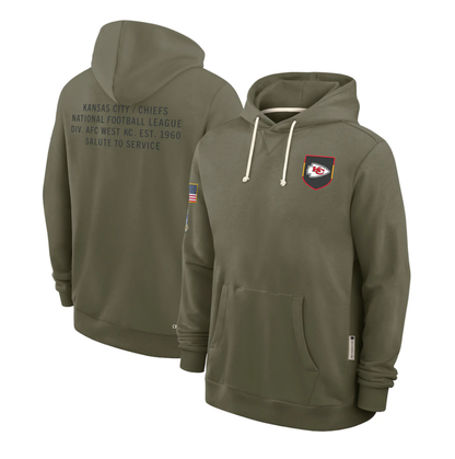 KC.Chiefs Olive 2025 Salute to Service Sideline Standard Issue Dri-FIT Hoodie Stitched American Football Jerseys