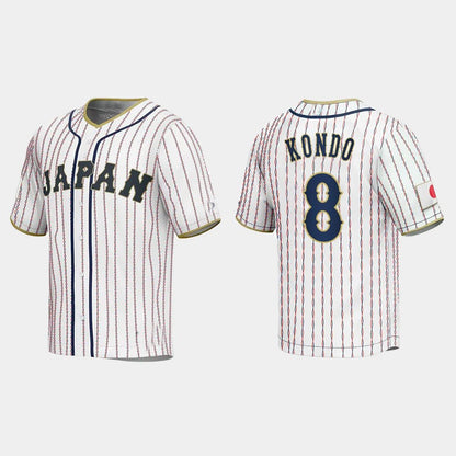 #8 KENSUKE KONDO JAPAN BASEBALL 2023 WORLD BASEBALL CLASSIC JERSEY ¨C WHITE Stitches Baseball Jerseys