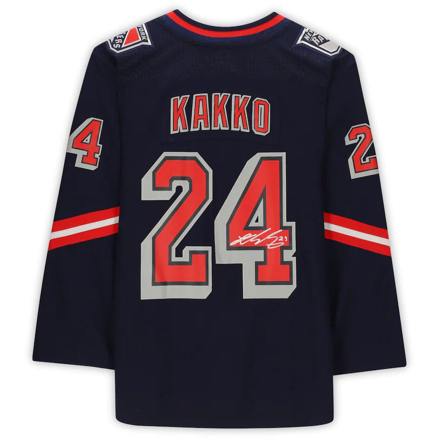 NY.Rangers #24 Kaapo Kakko Fanatics Authentic Autographed 2020-21 Reverse Retro Navy Stitched American Hockey Jerseys CROVYIE
