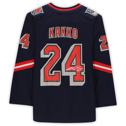 NY.Rangers #24 Kaapo Kakko Fanatics Authentic Autographed 2020-21 Reverse Retro Navy Stitched American Hockey Jerseys CROVYIE