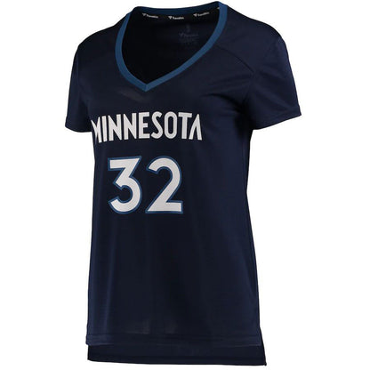 M.Timberwolves #32 Karl-Anthony Towns Fanatics Branded Women's Fast Break Replica Jersey Navy Stitched American Basketball Jersey