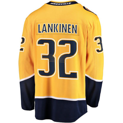 N.Predators #32 Kevin Lankinen Fanatics Branded Home Breakaway Player Jersey Gold Stitched American Hockey Jerseys CROVYIE