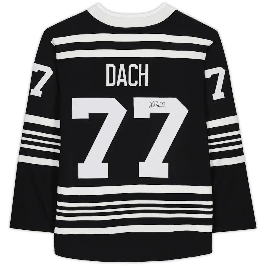 C.Blackhawks #77 Kirby Dach Fanatics Authentic Autographed Fanatics Alternate Breakaway Jersey Black Stitched American Hockey Jerseys CROVYIE