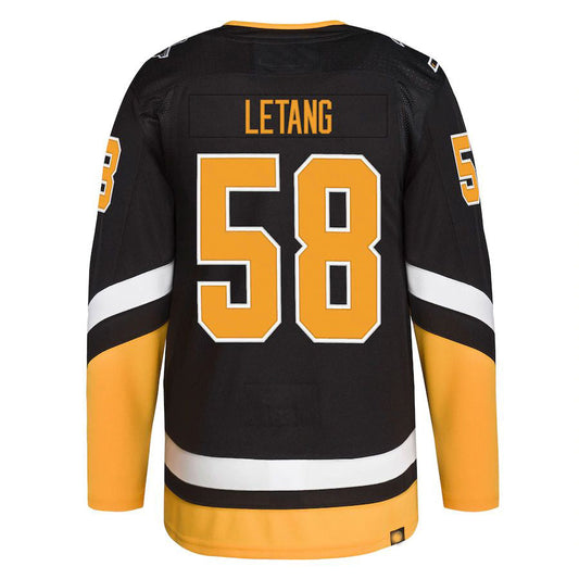P.Penguins #58 Kris Letang 2021-22 Alternate Primegreen Authentic Pro Player Jersey Black Stitched American Hockey Jerseys CROVYIE