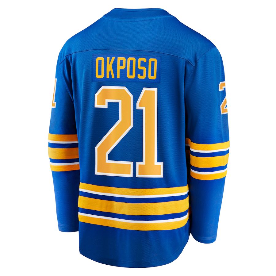 B.Sabres #21 Kyle Okposo Fanatics Branded Home Breakaway Jersey  Royal Stitched American Hockey Jerseys CROVYIE