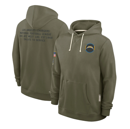 LA.Chargers Olive 2025 Salute to Service Sideline Standard Issue Dri-FIT Hoodie Stitched American Football Jerseys