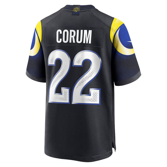 LA.Rams #22 Blake Corum 2025 Rivalries Collection Game Jersey-CROVYIE - Midnight Blue Stitched American Football Jersey-CROVYIE