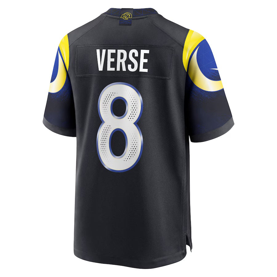 LA.Rams #8 Jared Verse 2025 Rivalries Collection Game Jersey-CROVYIE - Midnight Blue Stitched American Football Jersey-CROVYIE