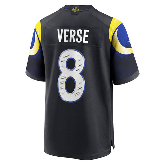 LA.Rams #8 Jared Verse 2025 Rivalries Collection Game Jersey-CROVYIE - Midnight Blue Stitched American Football Jersey-CROVYIE