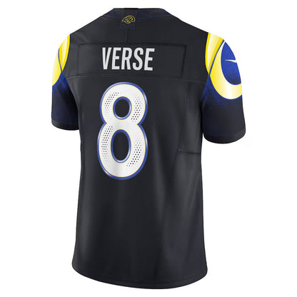 LA.Rams #8 Jared Verse 2025 Rivalries Collection Limited Jersey-CROVYIE - Midnight Blue Stitched American Football Jersey-CROVYIE