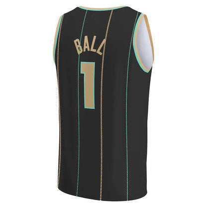 C.Hornets #1 LaMelo Ball Fanatics Branded 2022-23 Fastbreak Jersey City Edition Black Stitched American Basketball Jersey