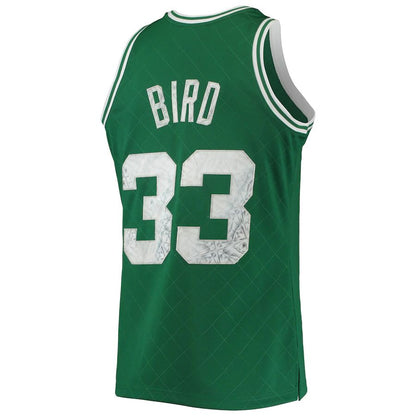 B.Celtics #33 Larry Bird Mitchell & Ness 1996-97 Hardwood Classics 75th Anniversary Diamond Swingman Jersey Kelly Green Stitched American Basketball Jersey