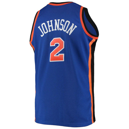 NY.Knicks #2 Larry Johnson Mitchell & Ness Big & Tall Hardwood Classics Swingman Jersey Blue Stitched American Basketball Jersey