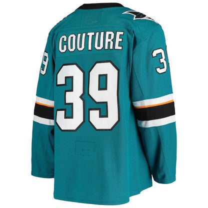 SJ.Sharks #39 Logan Couture Home Authentic Alternate Captain Player Jersey  Teal Stitched American Hockey Jerseys CROVYIE
