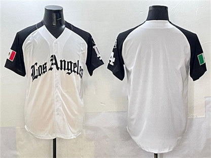 Los Angeles Dodgers Blank Team Big Logo White Black Mexico 2025 LA Gothic Style With Fernando Patch Vapor Premier Limited Stitched Baseball Jersey