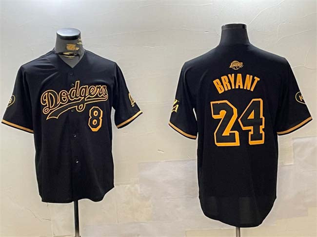 Los Angeles Dodgers Front #8 Back #24 Kobe Bryant Black Stitched Baseball Jersey
