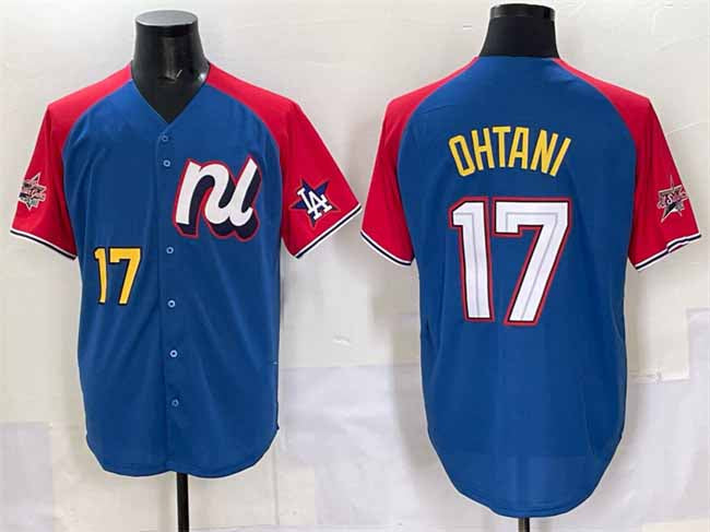 Los Angeles Dodgers National League #17 Shohei Ohtani Blue Red Alternate 2025 All-Star Edition Limited Stitched Baseball Jersey