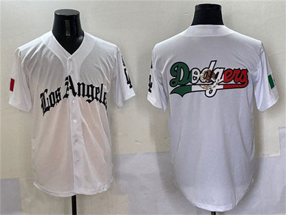 Los Angeles Dodgers Team Big Logo White Mexico 2025 LA Gothic Style With Fernando Patch Vapor Premier Limited Stitched Baseball Jersey
